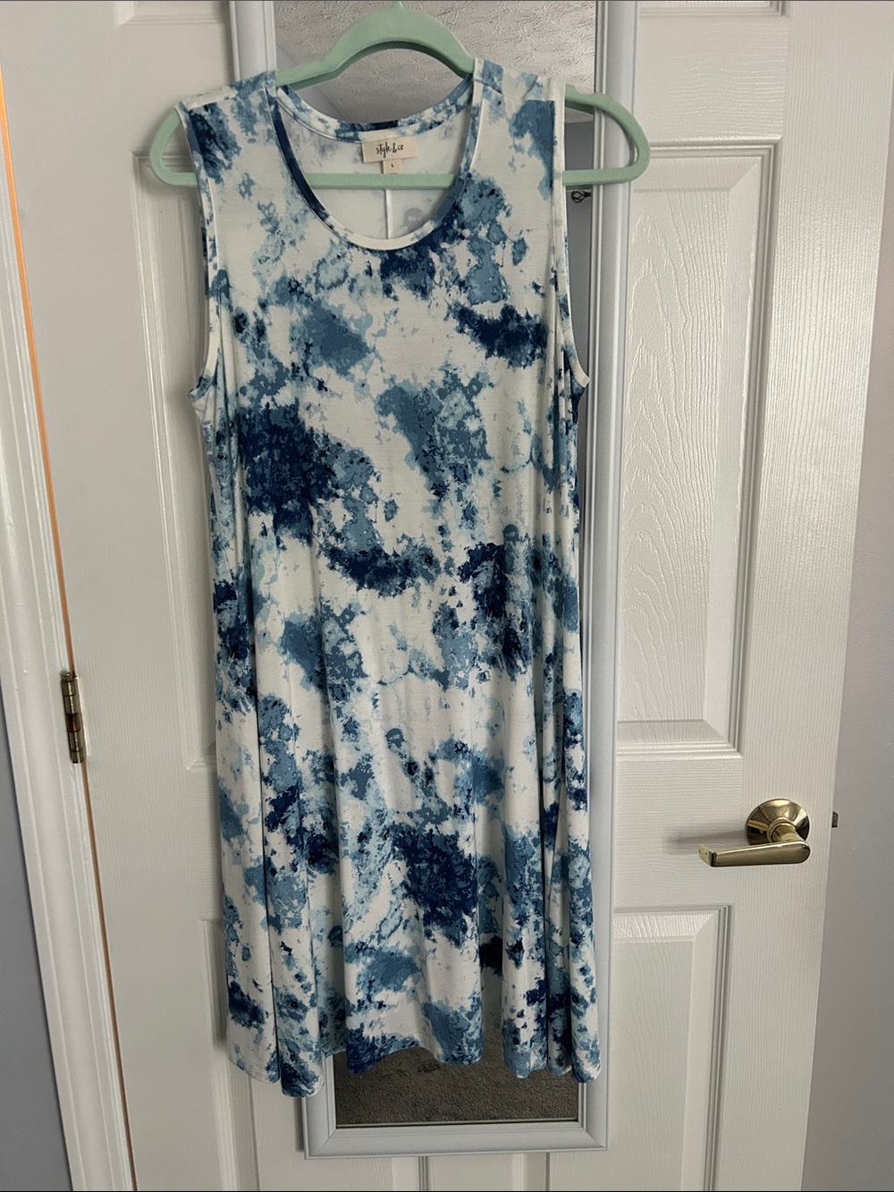 Style & Co Blue and White Tie-Dye Midi Dress